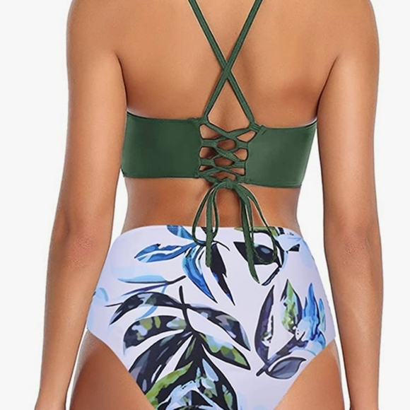 Amazon New high waisted 2 piece swimsuit tummy control bikini - Picture 9 of 15